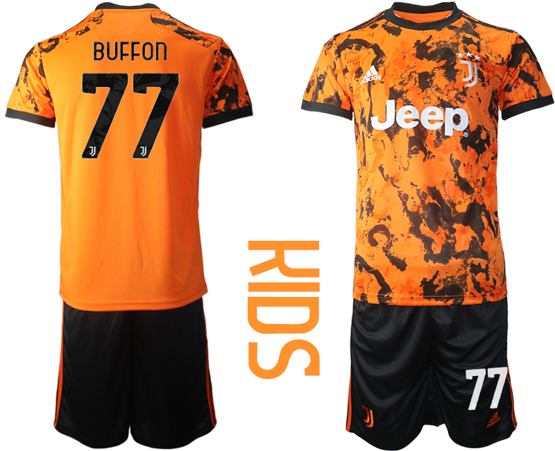 Youth 2020-2021 club Juventus away orange #77 Soccer Jerseys